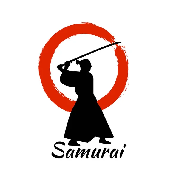 Samurai Guerrieri Giapponesi Silhouette. Illustrazione vettoriale . — Vettoriale Stock