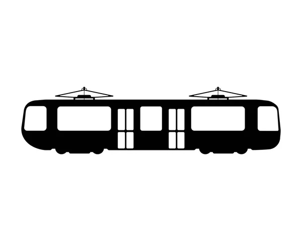 Tram ícone plana e logotipo. Silhueta Vector ilustração —  Vetores de Stock