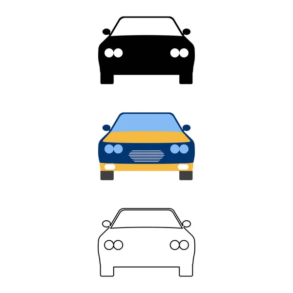 Set di icona dell'auto piatta. Cartone Animato, Outline, Silhouette Vector illustrazione — Vettoriale Stock