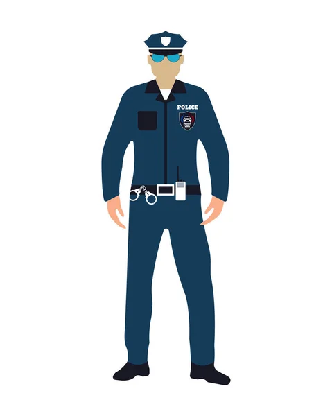 Policeman flat icon. Service 911. Cartoon Vector illustration — Stock Vector