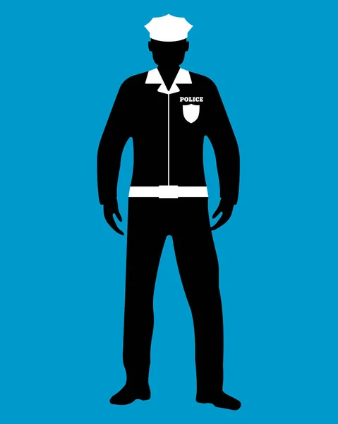 Icono plano de policía. Servicio 911. Silueta Vector ilustración — Vector de stock