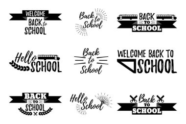 Okul tipografik - Back to School Vintage tarzı dizi.