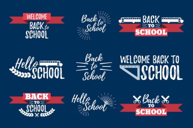 Okul tipografik - Back to School Vintage tarzı dizi.