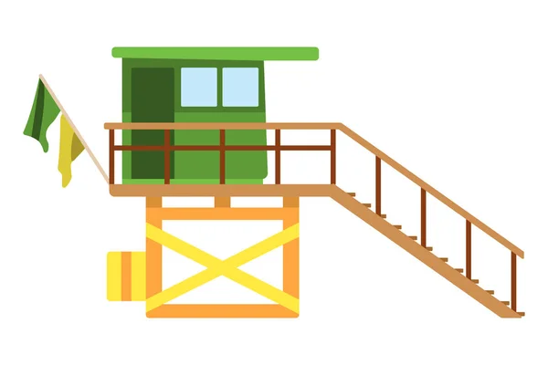 Ícone plano da casa Baywatch. Desenhos animados Vector ilustração — Vetor de Stock
