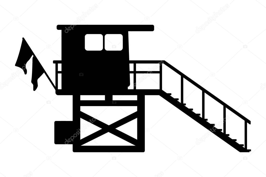 Baywatch house flat icon. Silhuette Vector illustration.