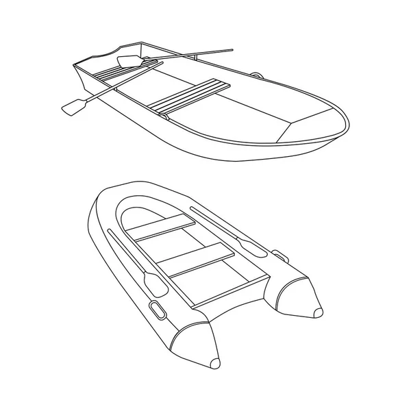 Platte pictogram voor vlot en boot. Overzicht vectorillustratie — Stockvector