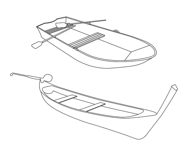 Boot en Pirogue platte pictogram. Overzicht vectorillustratie — Stockvector