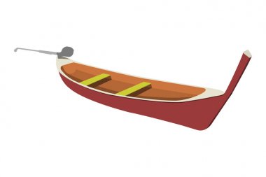 Pirogue düz simgesi ve işareti. Çizgi film vektör çizim