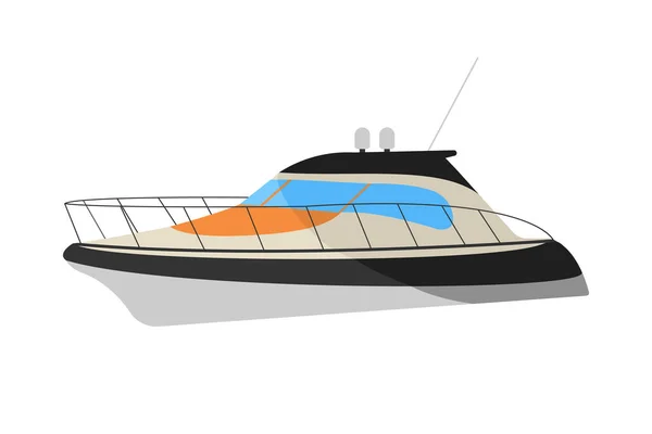 Speedboot platte pictogram en teken. Cartoon vectorillustratie — Stockvector