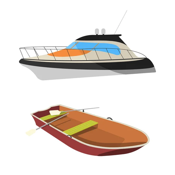 Člun a Raft ploché ikony. Kreslené vektorové ilustrace — Stockový vektor