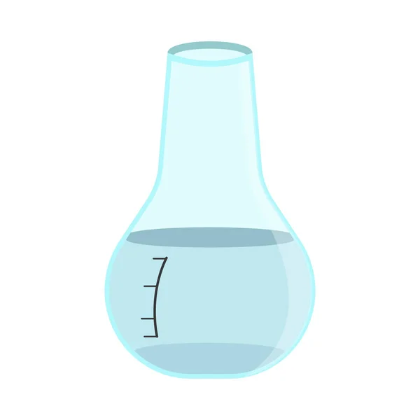 Icono del frasco de laboratorio de dibujos animados. Suministros escolares. Ilustración vectorial aislada — Vector de stock