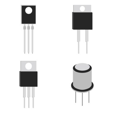 Transistör karikatür simge kümesi. Vektör çizim