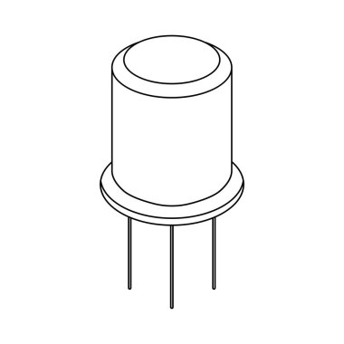Transistör anahat simgesi. Vektör çizim