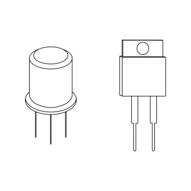 Transistör anahat simgeleri. Vektör çizim