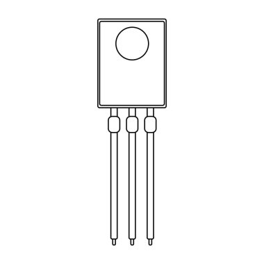 Transistör anahat simgesi. Vektör çizim