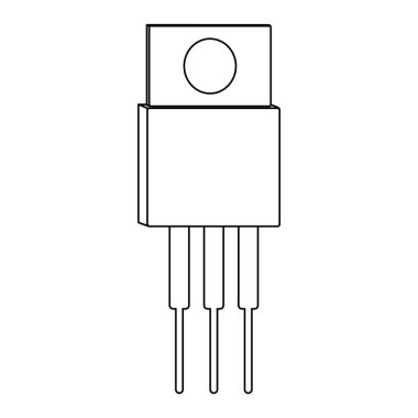 Transistör anahat simgesi. Vektör çizim