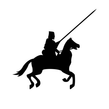 Knight savaşçı siluet beyaz arka plan üzerinde.