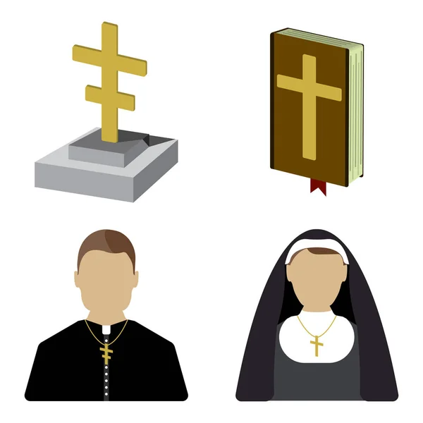 Conjunto de icono de dibujos animados funerarios. Ilustración vectorial aislada . — Archivo Imágenes Vectoriales