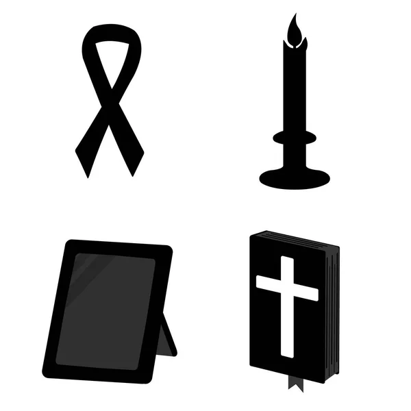 Conjunto de funeral icono simple. Ilustración vectorial aislada . — Archivo Imágenes Vectoriales