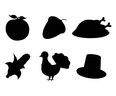 Şükran günü dizi: Apple, meşe palamudu, Türkiye, Mısır, şapka simgesi. S