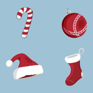 Noel simge kümesi. Karikatür tarzı. Noel için vektör çizim