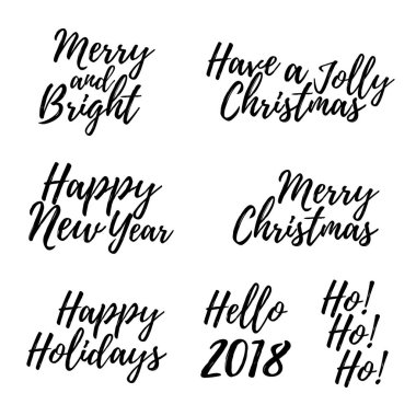 Neşeli Noel kartı hat metin içeren dizi. Selamlar, tebrikler için şablon Yeni eve taşınma partisi afişleri, Davetiyeler, fotoğraf bindirmeleri. Vektör çizim