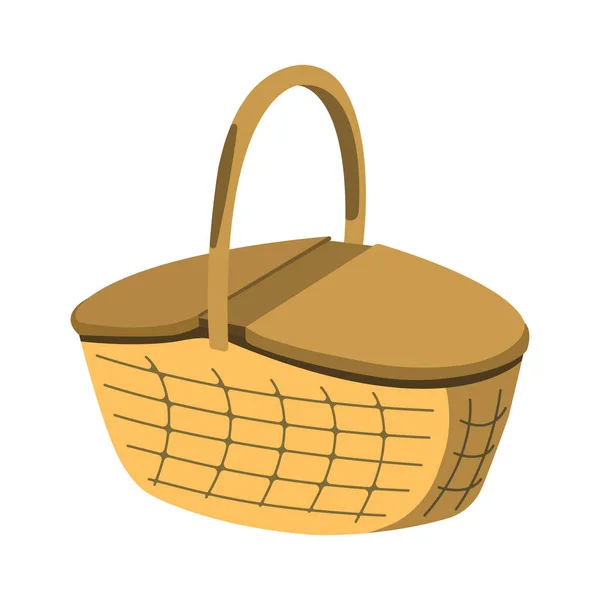 Picknickkorb-Symbol. Grill und Picknick-Etikett auf weißem Hintergrund. Cartoon-Stil. Vektorillustration — Stockvektor