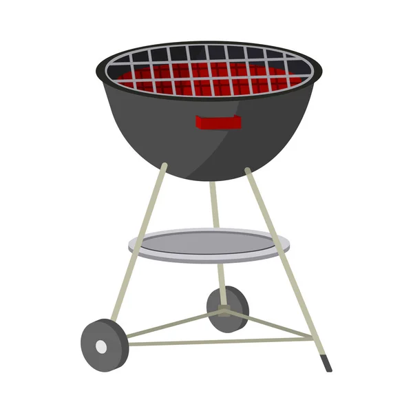 Grill-Symbol. Grill und Picknick-Etikett auf weißem Hintergrund. Cartoon-Stil. Vektorillustration — Stockvektor