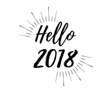 Kuvvetli güneş ışığı ve hat Merhaba 2018 neşeli Noel kartı. Selamlar, tebrikler için şablon Yeni eve taşınma partisi afişleri, Davetiyeler, fotoğraf bindirmeleri. Vektör çizim