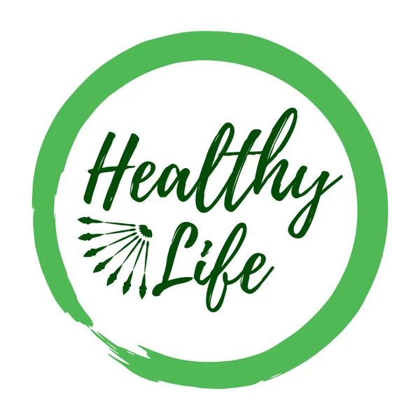 Rótulo Vida saudável. Emblemas estilo Eco e Wellness Lifestyle. Ícone de ilustração vetorial com Sunburst — Vetor de Stock