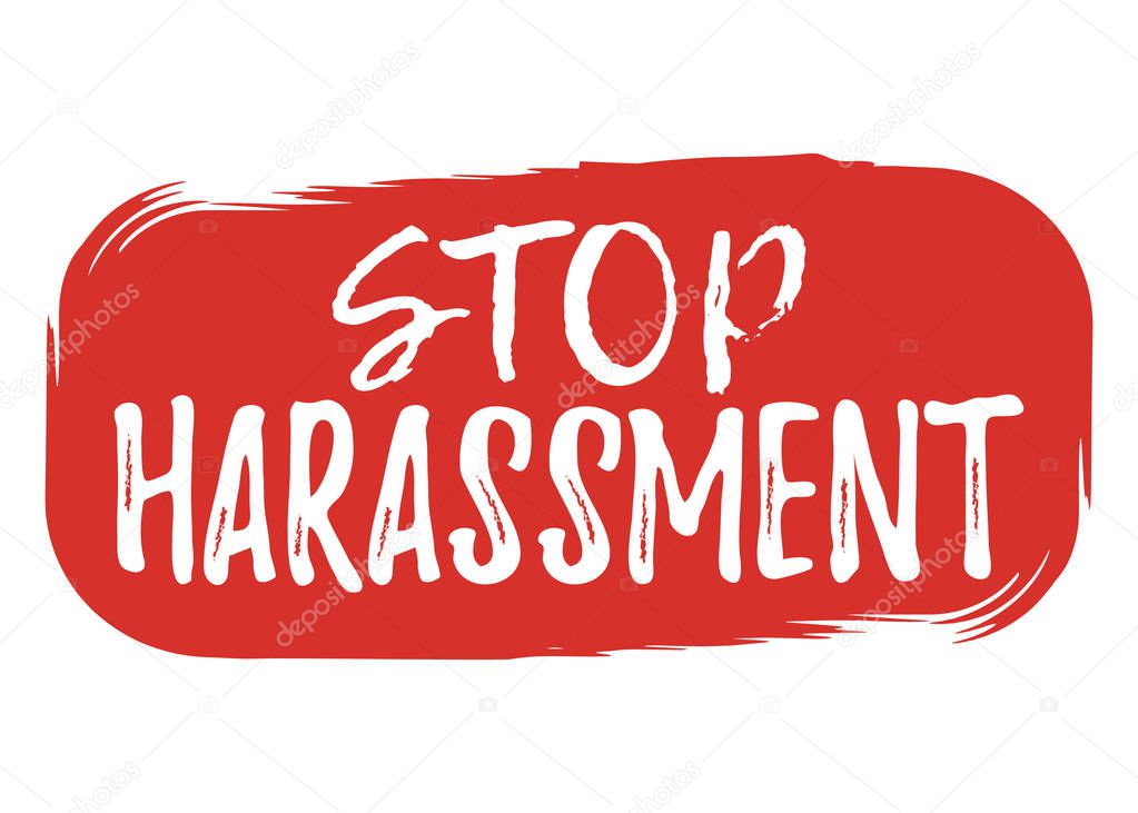 Stop Harassment label. Font with Brush. Equal Rights Badges. Vector illustration icon