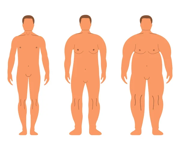 Donne e uomini europei grassi. Stile cartone animato. Fronte umano Silhouette. Isolato su sfondo bianco. Illustrazione vettoriale — Vettoriale Stock
