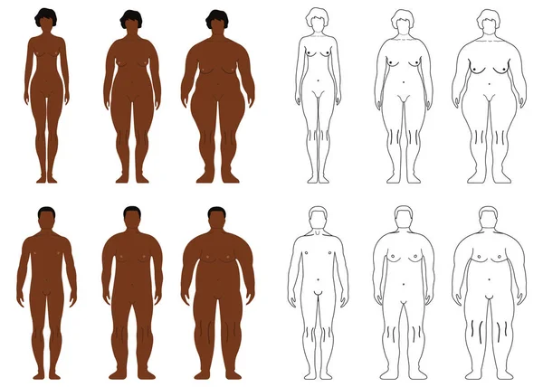 Afrika ve Avrupa kadın. Çizgi film, anahat stili. İnsan ön yüzü siluet. Beyaz arka plan üzerinde izole. Vektör çizim