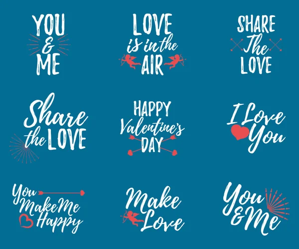 Набор лейбла Love. Шрифт с кистью. Значки на День Святого Валентина. Значок векторной иллюстрации — стоковый вектор