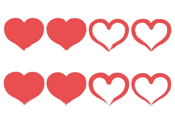 Conjunto de icono del corazón cepillo. Etiqueta de dibujo hecha a mano. Ilustración vectorial cantar — Vector de stock