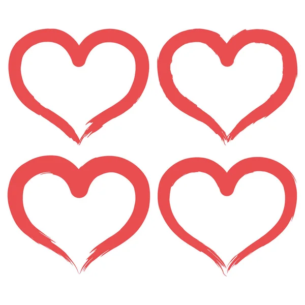 Conjunto de icono del corazón cepillo. Etiqueta de dibujo hecha a mano. Ilustración vectorial cantar — Vector de stock