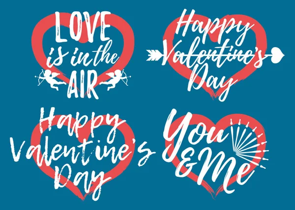 Conjunto de etiqueta Love. Fuente con Brush. Placas de San Valentín. Icono de ilustración vectorial — Vector de stock