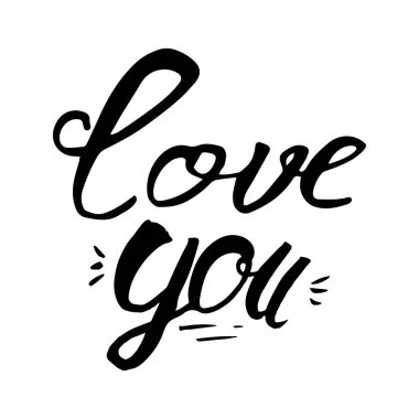 Seni yazı seviyorum. Rozet ve kart kutlama için. Bahar rozetleri. Vektör çizim simgesi