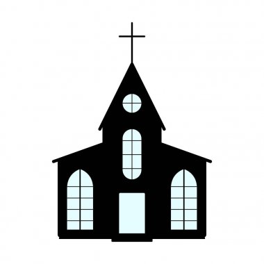Kilise kutsal kişilerin resmi. Beyaz arka plan üzerinde Paskalya etiket. Basit tarzı. Vektör çizim