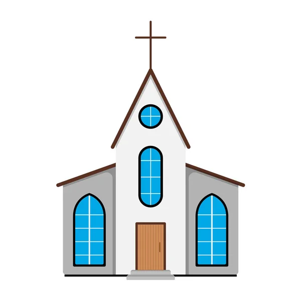 Icona della Chiesa. Etichetta pasquale su sfondo bianco. Stile cartone animato. Illustrazione vettoriale — Vettoriale Stock