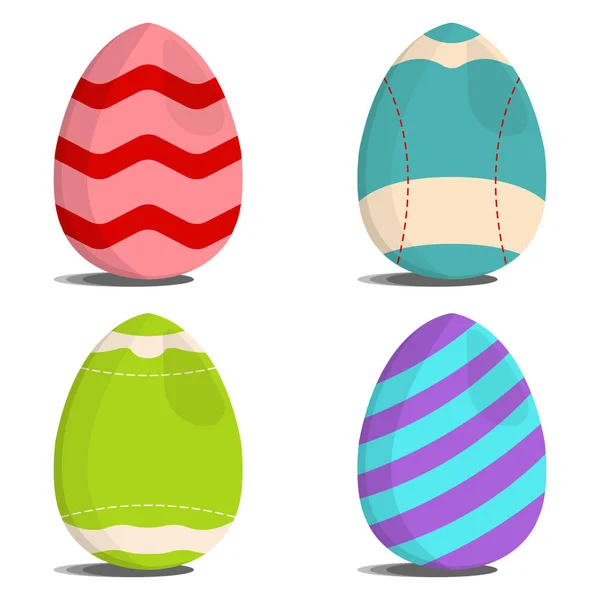 Ensemble d'icône de chasse aux œufs. Étiquette oeuf de Pâques sur fond blanc. Cartoon style. Illustration vectorielle — Image vectorielle