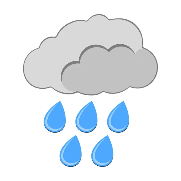 Deszcz z ikona chmury. Etykieta Pogoda dla sieci Web na białym tle. Ilustracja kreskówka wektor — Wektor stockowy