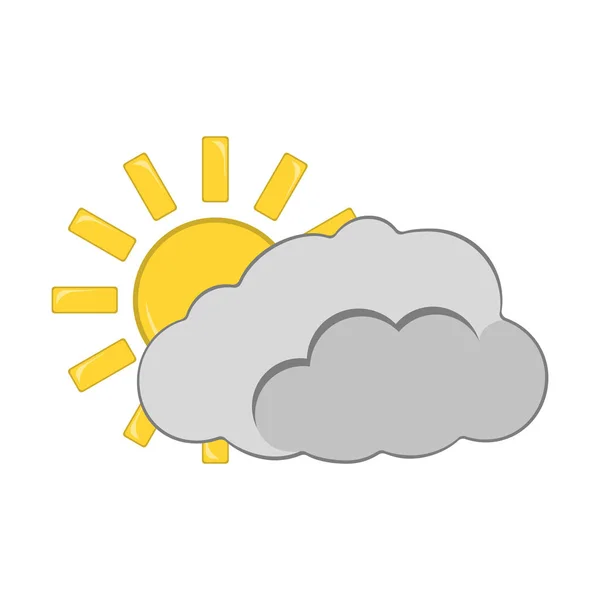 Słońce z ikona chmury. Etykieta Pogoda dla sieci Web na białym tle. Ilustracja kreskówka wektor — Wektor stockowy