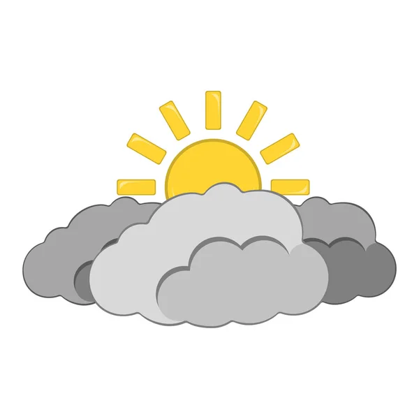 Słońce z ikona chmury. Etykieta Pogoda dla sieci Web na białym tle. Ilustracja kreskówka wektor — Wektor stockowy