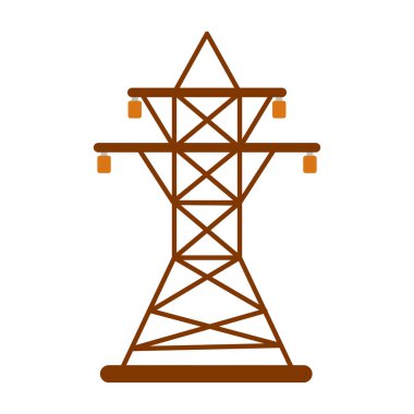Simge elektrik kulesi. Beyaz arka plan üzerinde Web enerji etiketi. Düz vektör çizim