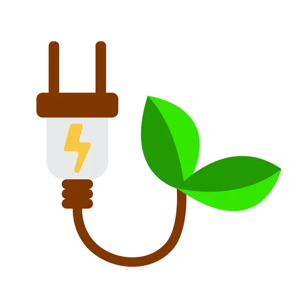 ECO Electra Plug Icon. Label énergétique pour le Web sur fond blanc. Illustration vectorielle plate — Image vectorielle