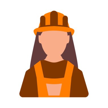 Kadın mühendis alt simge. İşçisi kadın. Karikatür tarzı. Vektör çizim