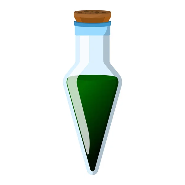 Kolf en fles pictogram. Label van fantasy potion en elixer. Cartoon stijl. Vector illustratie logo — Stockvector