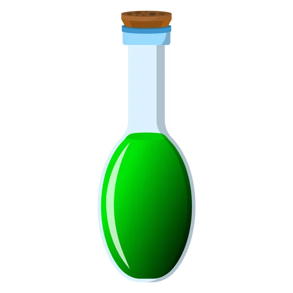 Icono de frasco y botella. Etiqueta de poción de fantasía y elixir. Estilo de dibujos animados. Logo de ilustración vectorial — Vector de stock