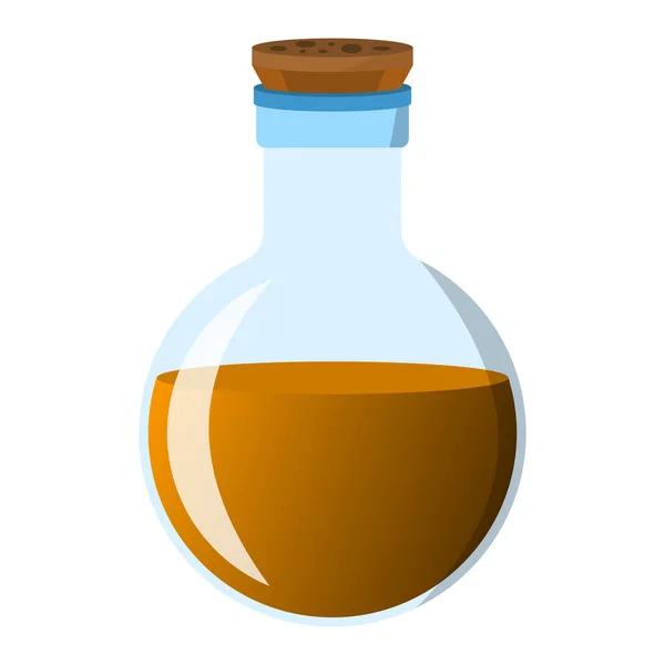 Kolf en fles pictogram. Label van fantasy potion en elixer. Cartoon stijl. Vector illustratie logo — Stockvector